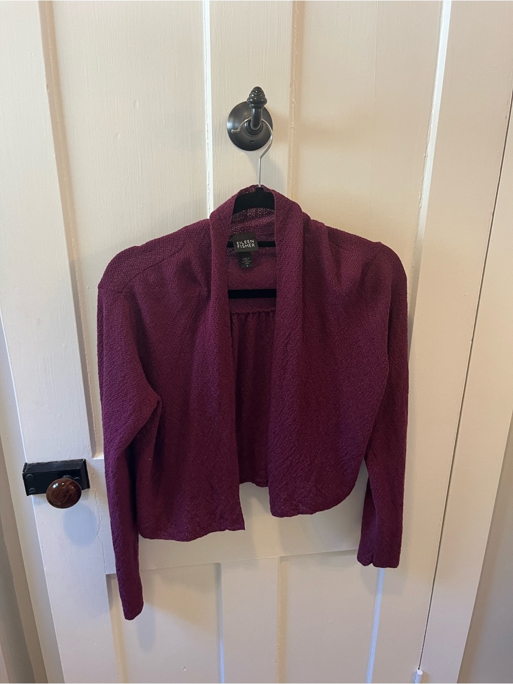 Eileen Fisher Lightweight Knit 100% Italian Wool Cropped Mini Cardigan Size S